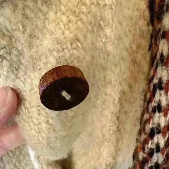 Vintage Women’s Sz L Cream Wool Button-up Jacket Alpaca Native Western Design - Picture 8 of 14